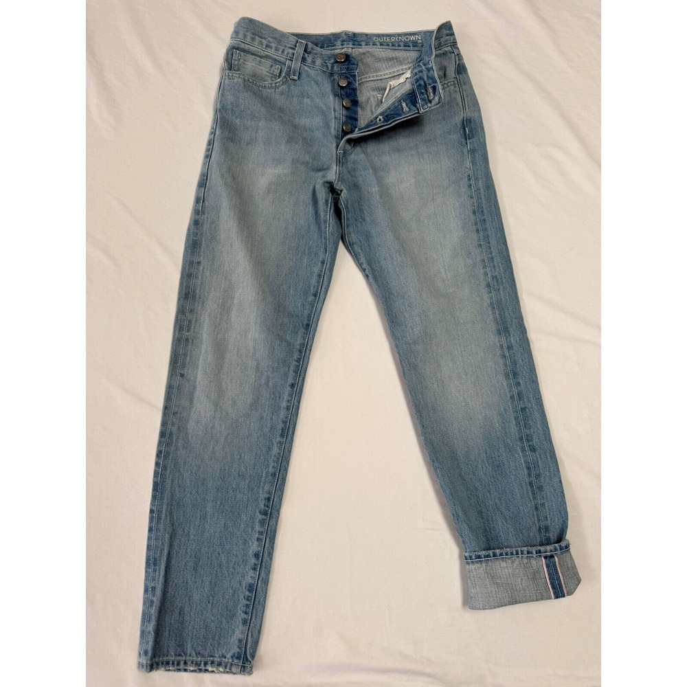 Outerknown S.E.A. Generation Slim Selvedge Jeans Women Sz 25 Blue Button Fly USA